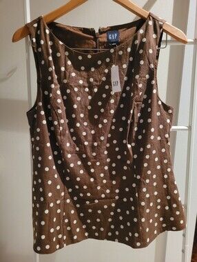 GAP Brown Top with White Polka Dots